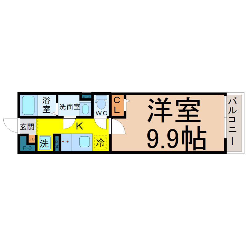 リブリ・アルバ中村公園(1K/3階)の間取り写真