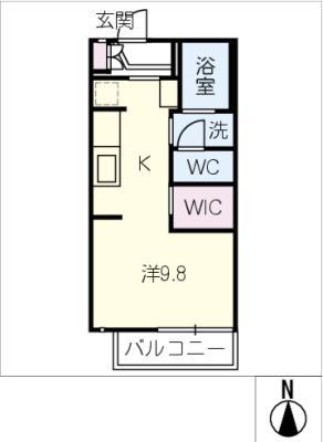 フレグランス鹿山(ワンルーム/1階)の間取り写真