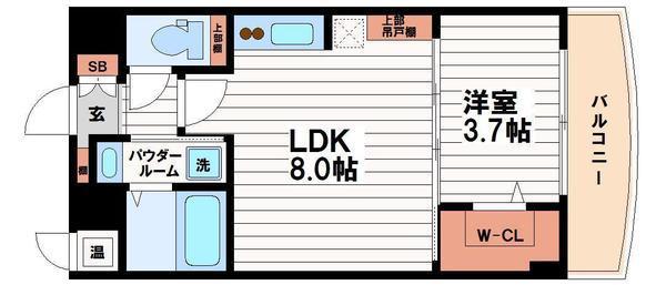セレニテ谷町CALME(1LDK/7階)の間取り写真