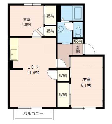 コーポひめしゃら(2LDK/2階)の間取り写真