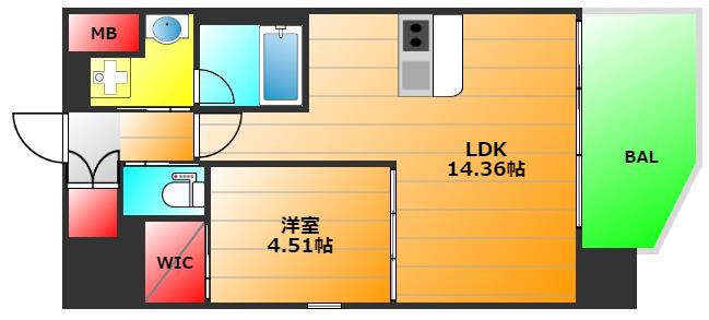プレジオ九条(1LDK/8階)の間取り写真