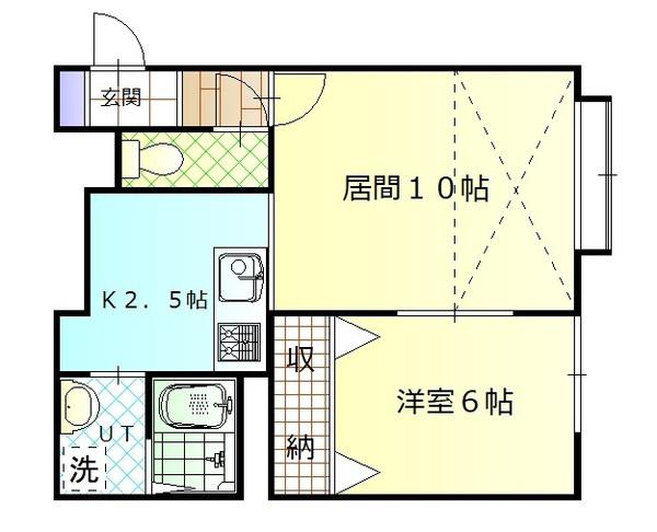 シンフォニー宮下 B棟(1LDK/2階)の間取り写真