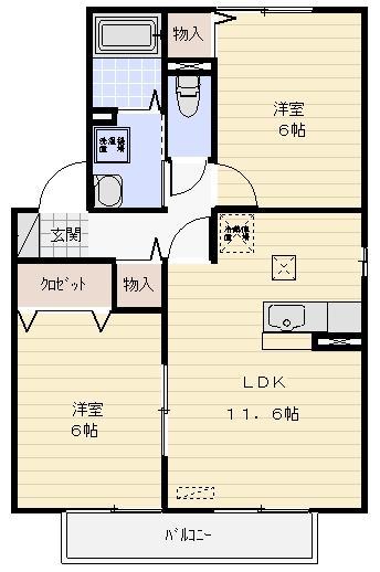 セジュール大園壱番館(2LDK/1階)の間取り写真