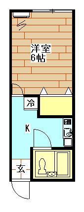 アムールハウス(1K/1階)の間取り写真