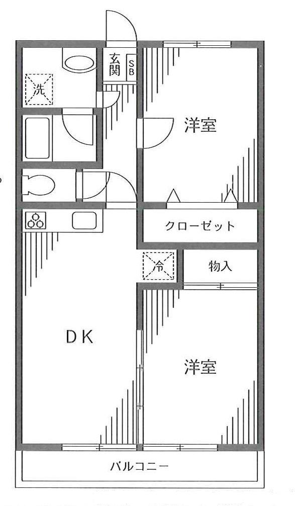 パミール上池台(2DK/2階)の間取り写真
