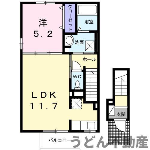 ヴィータ・フェリーチェ A(1LDK/2階)の間取り写真