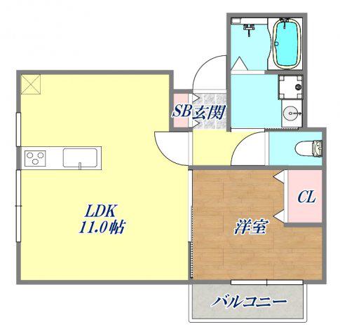 KARIN上沢アネックス(1LDK/3階)の間取り写真