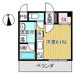 垂水ヴィレッジ(ワンルーム/2階)の間取り写真