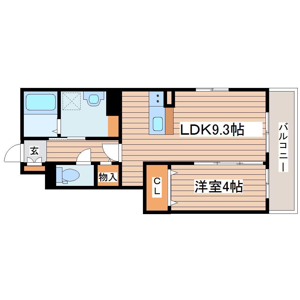 D-ROOM八乙女中央E棟(1LDK/1階)の間取り写真
