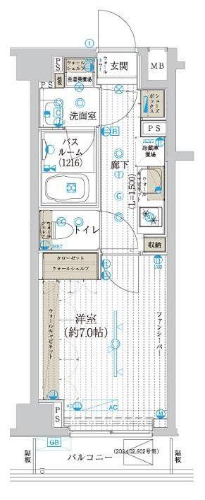 フュージョナル浮間舟渡(1K/4階)の間取り写真