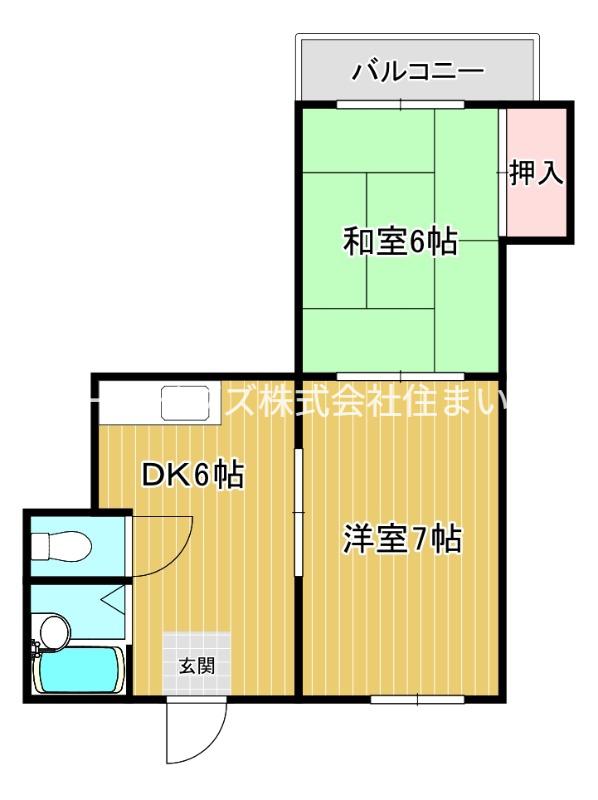 古川ビレッジ(2DK/3階)の間取り写真