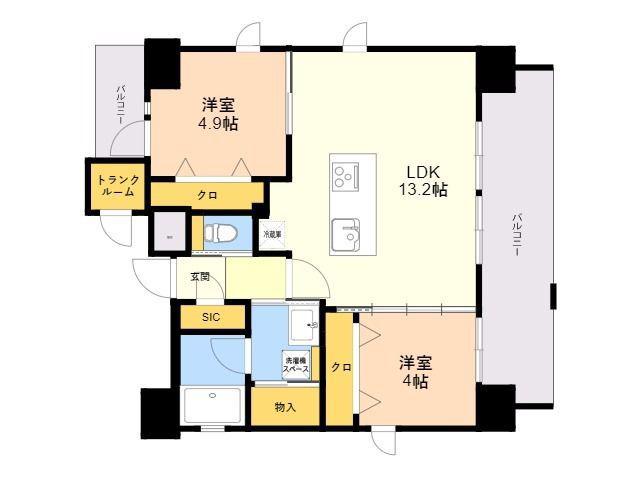 ネストピア渡辺通(2LDK/12階)の間取り写真