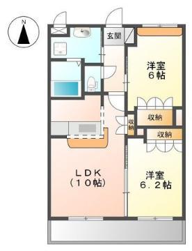 グラシアス(2LDK/2階)の間取り写真