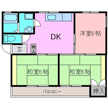 ラベンダー(3DK/2階)の間取り写真