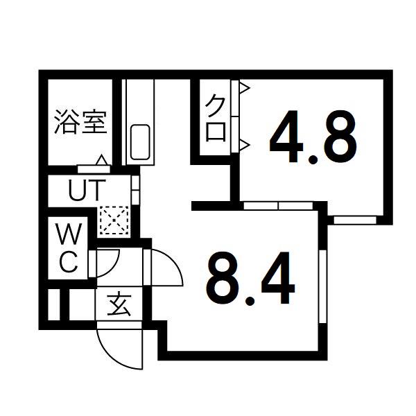 サクラブール澄川(1LDK/4階)の間取り写真