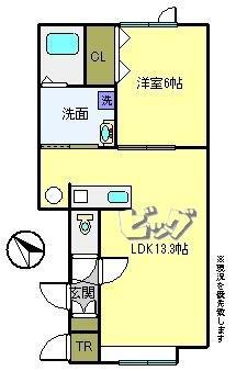 ピアチェーレ(1LDK/2階)の間取り写真