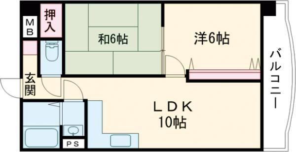 グレイパレスロックI(2LDK/2階)の間取り写真