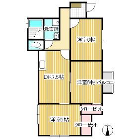 レジデンス常入II(3DK/1階)の間取り写真