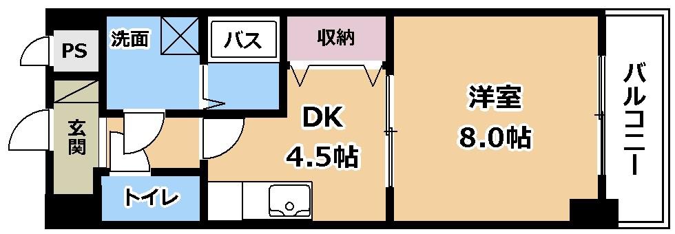 ジラソーレ(1DK/8階)の間取り写真