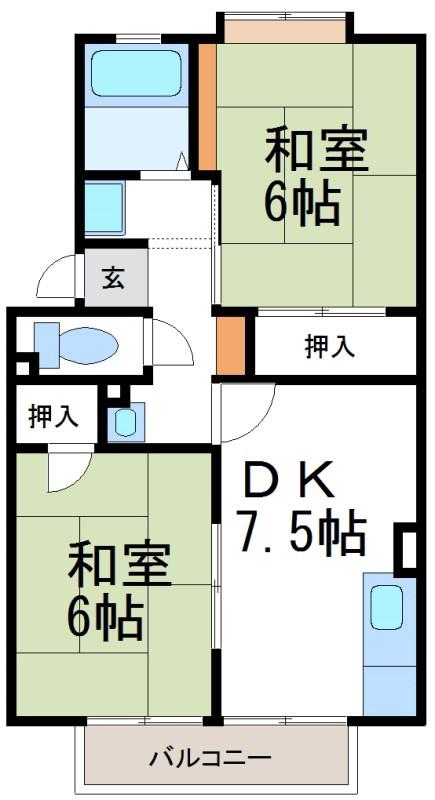 レジデンス永井(2DK/1階)の間取り写真