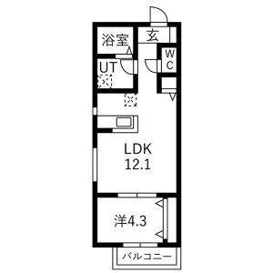 リトリート氷室(1LDK/1階)の間取り写真
