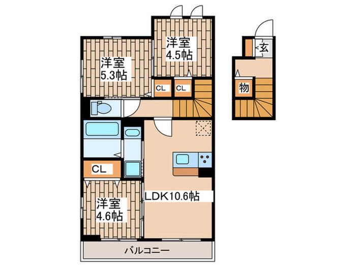 エクラン ウルー湘南S(3LDK/2階)の間取り写真