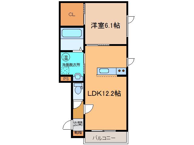 グラシアス帯広RT(1LDK/1階)の間取り写真