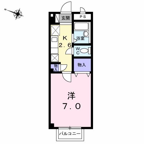 アメニティー21(1K/2階)の間取り写真