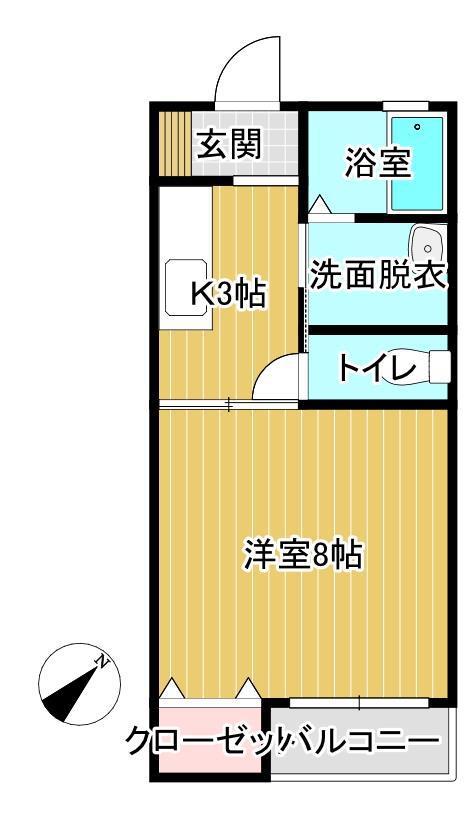エクセランI棟(1K/1階)の間取り写真