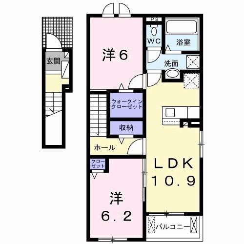 デュオブライト II(2LDK/2階)の間取り写真