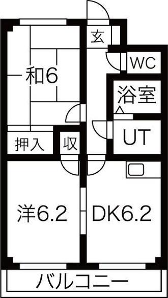 フラット柴田(2DK/2階)の間取り写真