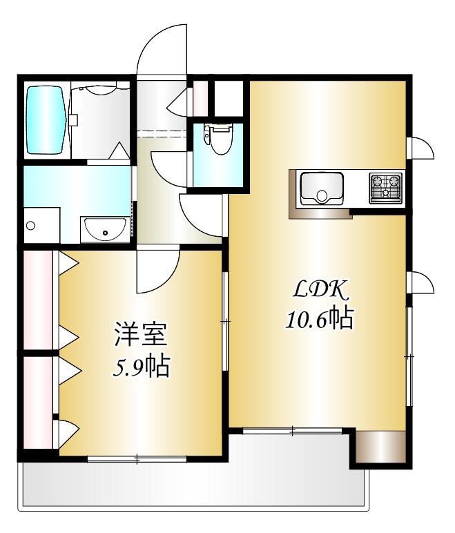 LA COUR HASUNUMA(1LDK/2階)の間取り写真