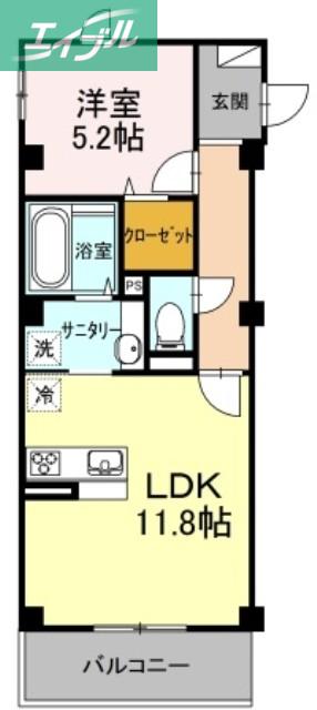 VILLE SOLEIL(1LDK/5階)の間取り写真