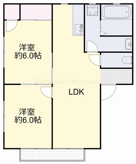 コーポ小野田(2LDK/2階)の間取り写真