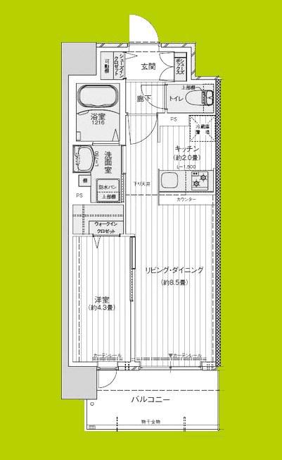 サザンネスト住ノ江駅前(1LDK/8階)の間取り写真
