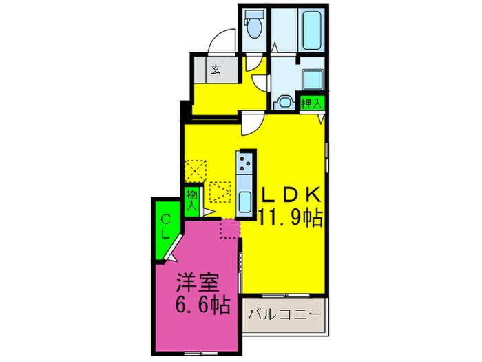 シャン・ノール XVIII(1LDK/1階)の間取り写真