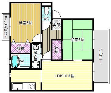 サンハイツ大井(2LDK/2階)の間取り写真