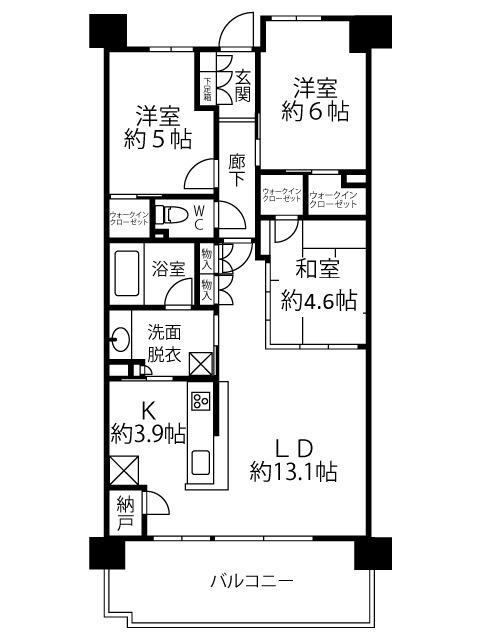 プラウドシティ国立(3LDK/2階)の間取り写真