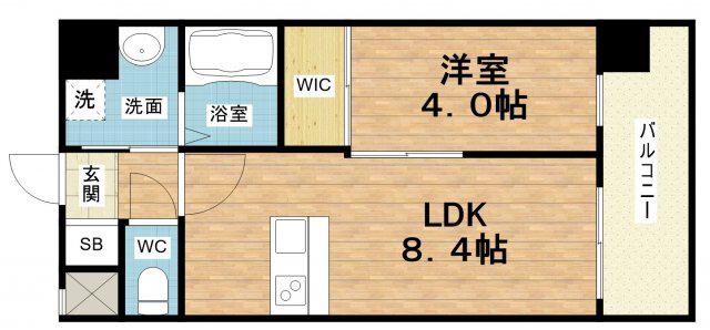 カウニス巽北(1LDK/2階)の間取り写真