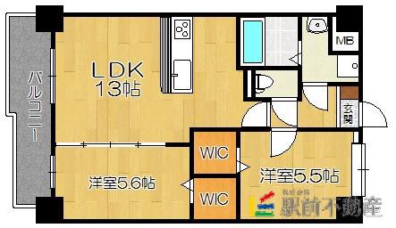 ファーストポイント東比恵(2LDK/5階)の間取り写真