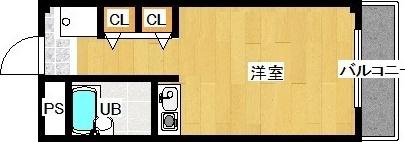 ツインビルB棟(ワンルーム/4階)の間取り写真