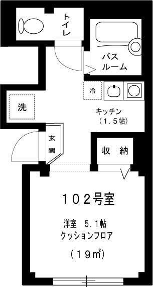 フラワーコーポ(1K/1階)の間取り写真