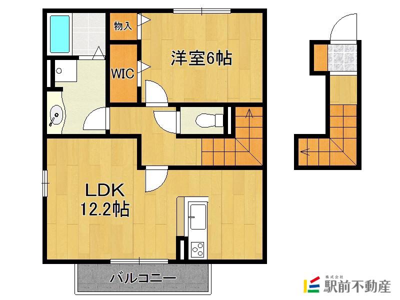 D-ROOMくすのき(1LDK/2階)の間取り写真