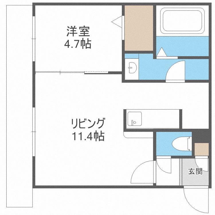 AXIS-WILL 東札幌STA(1LDK/1階)の間取り写真