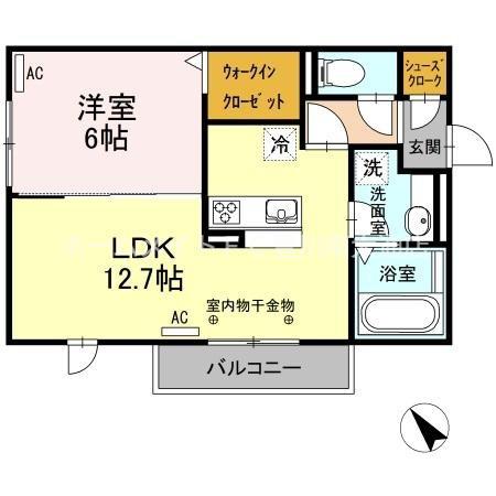 レセンテ上野 A(1LDK/3階)の間取り写真