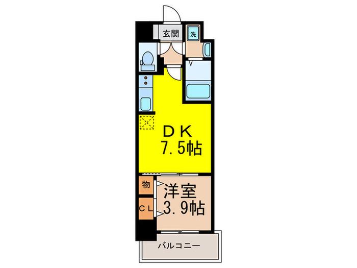 エンブレイス大橋南(1DK/3階)の間取り写真