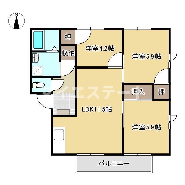 クレステージ・セピアIII(3LDK/2階)の間取り写真