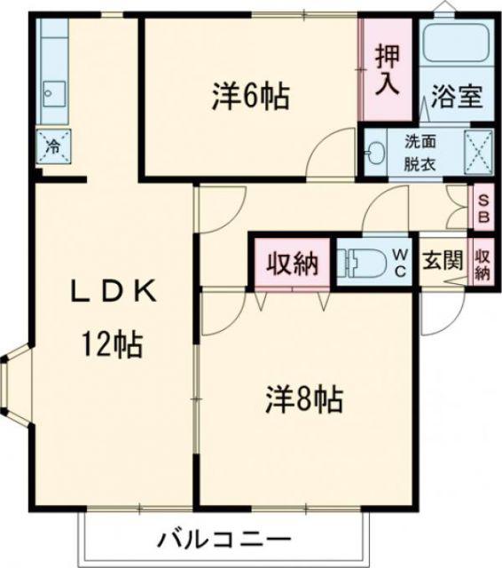 サンビレッジ光の岡A(2LDK/1階)の間取り写真