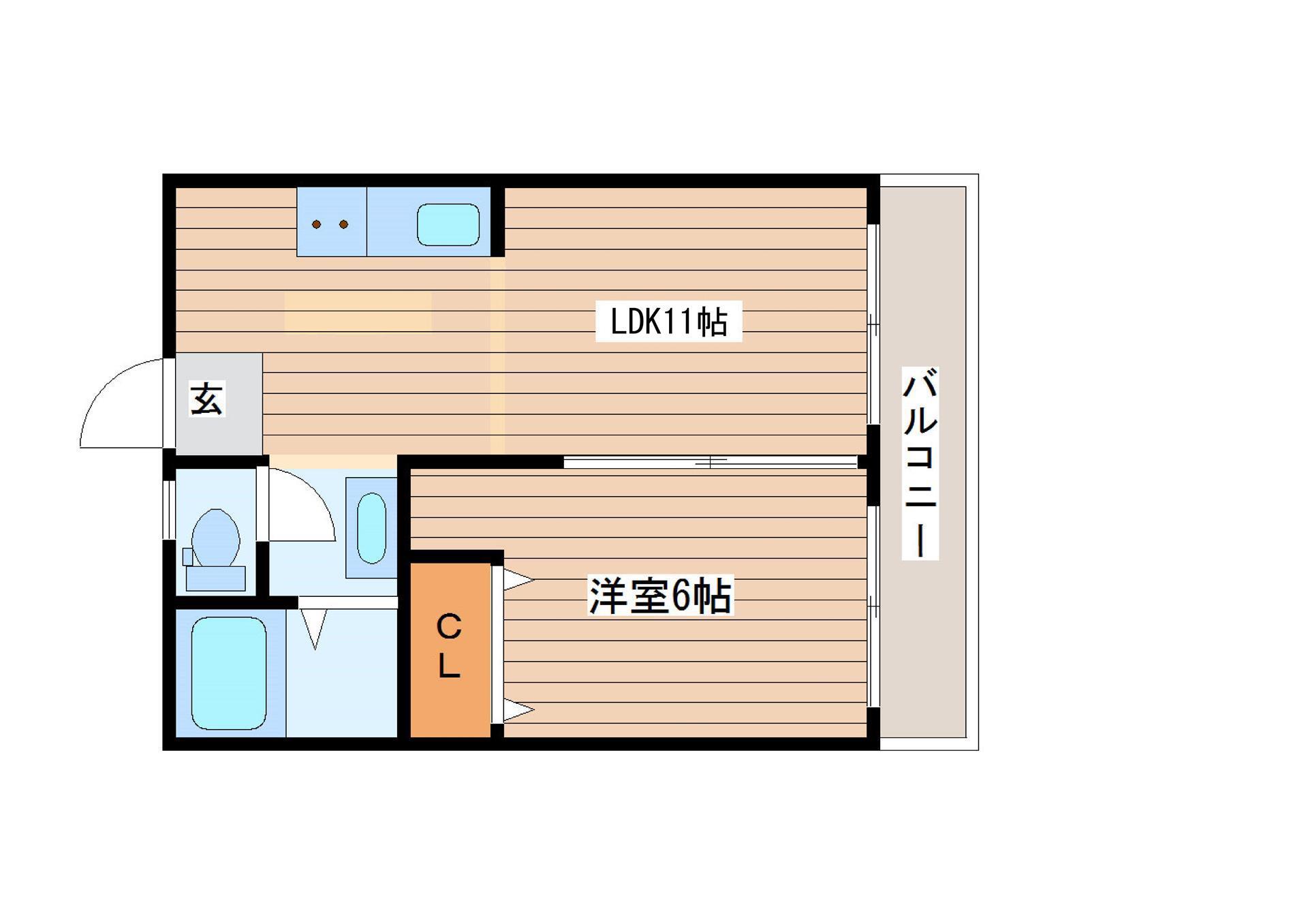グランドスクエア若林(1LDK/2階)の間取り写真