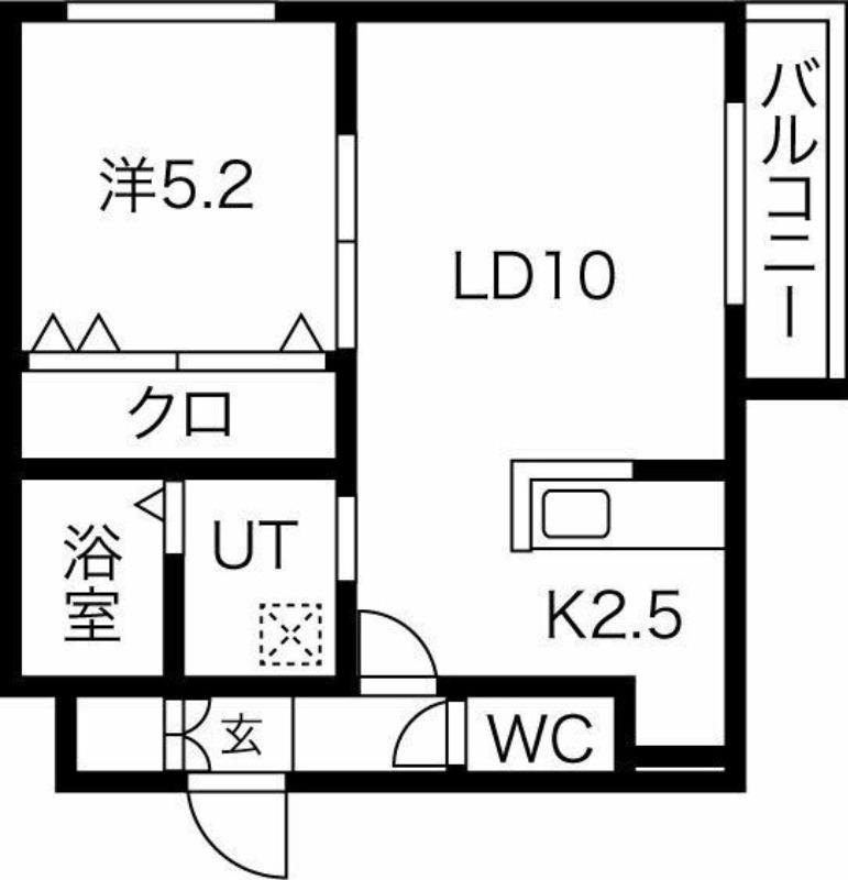 クラリス東札幌II(1LDK/1階)の間取り写真